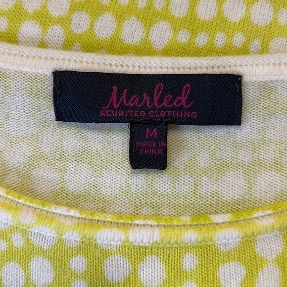 MARLED Sweater, Polka Dot, Yellow Green, Size M - Picture 3 of 7